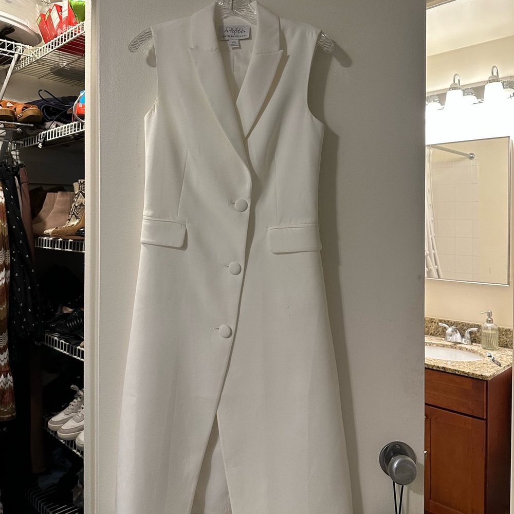 Anthropologie white vest dress